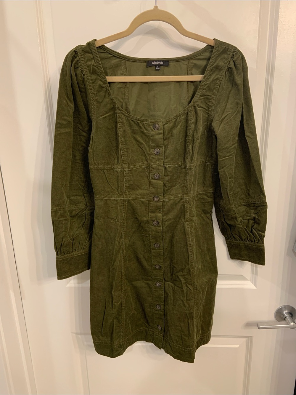 Madewell Olive Green Button-Down Mini Dress